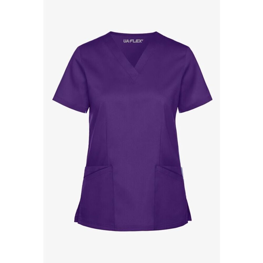 UA Flex2 Women's 4-Pocket V-Neck STRETCH Scrub Top, Grape 2X (16A)
